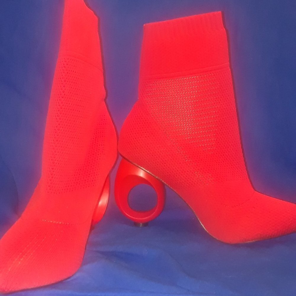 Autumn Winter European Design Women Mid-calf Boots Knitted Stretch Fabric Sew